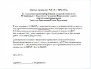 Ответ на предприсание в отдел энергетического надзора