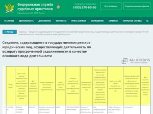 Реестр коллекторских агентств
