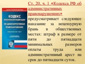 Наказание за нецензурную брань в рф