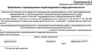 Письмо о прекращение деятельности в сфере