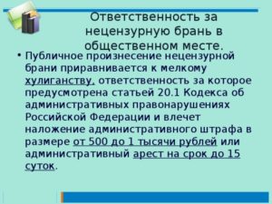 Наказание за нецензурную брань в рф