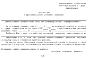Письмо о прекращение деятельности в сфере