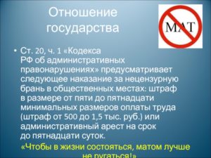 Наказание за нецензурную брань в рф