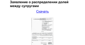 Заявление о распределении долей в собственности